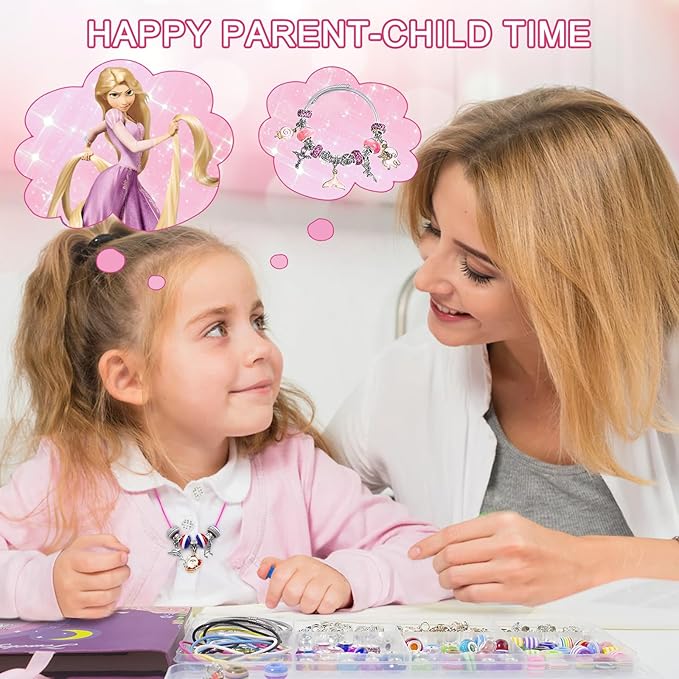 Redtwo 200 Pcs Charm Bracelet Making Kit, Friendship Jewelry Making Supplies Unicorn/Mermaid/Birthday Gifts Toys for Teen Girls Age 4 5 6 7 8 9 10 12 Year Old, Arts Crafts for Kids Ages 8-12