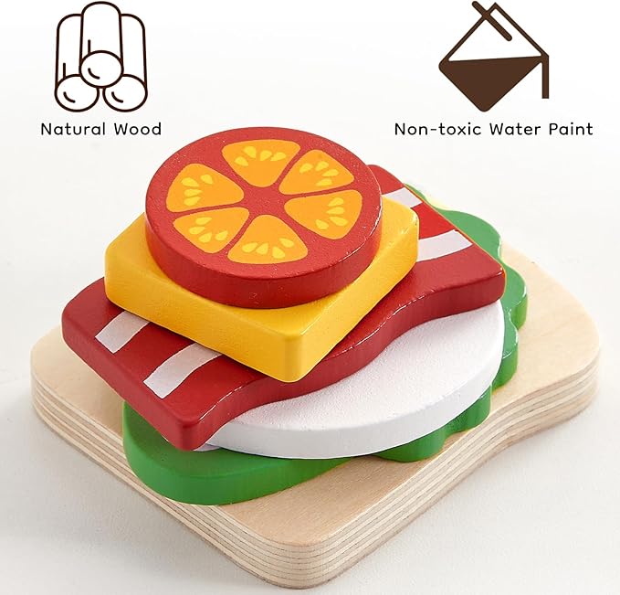 Toddler Kitchen Playset, Wooden Toy Toaster with Pretend Play Food Sets, 17Pcs Play Breakfast Playset Pop Up Toy, Play Toaster for Kids Boys and Girls Ages 3+