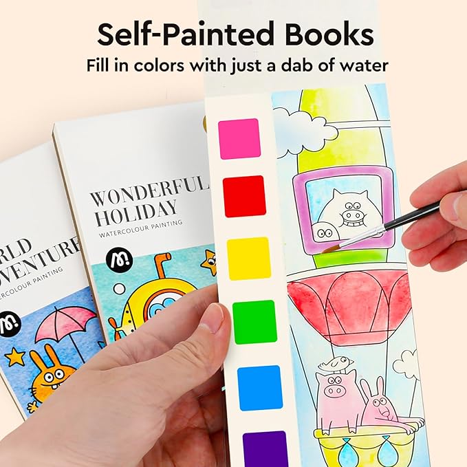 Watercolor Coloring Books for Kids Ages 4-6,8-12,Travel Pocket Water Color Paint Set for Toddlers Party Birthday Thank You Exchange Gift Art and Craft for Boys Girls Ages 3 4 5 6 7 8