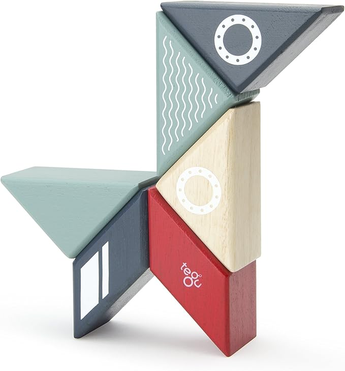 6 Piece Tegu Travel Pal Magnetic Wooden Block Set, Tugboat