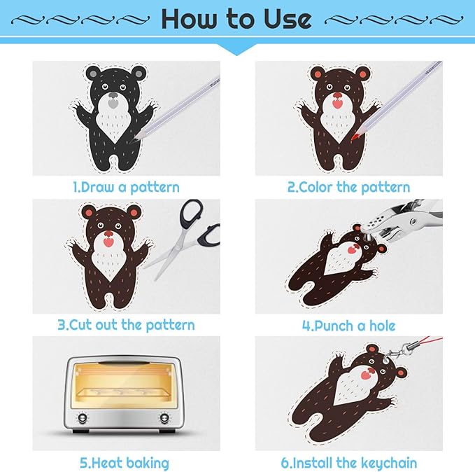 shynek 205 Pieces Shrinky Art Keychain Kit, Include 20 Pcs Shrinky Plastic Sheet and 185 PCS Keychain Accessories for Creative Art Craft