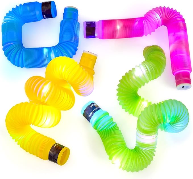 nutty toys Light Up Pop Tubes - Sensory Toys - Glow Sticks for Kids, Fine Motor Skills Toddler Fidget, Top ADHD & Autism 2025, Best Preschool Gifts Idea, Unique Boy & Girl Valentines Day Presents