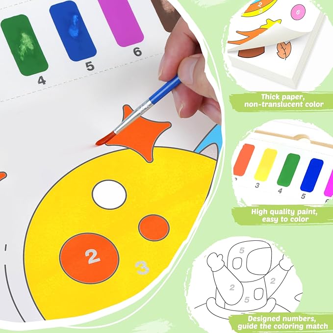Water Coloring Books for Toddlers - Easter Basket Stuffers Watercolor Paint Book Drawing Art Paper for Kids Mess Free Craft Supplies kit Toy for Age 3 4 5 6 Valentines Birthday Gift(Planet,Dinasour)