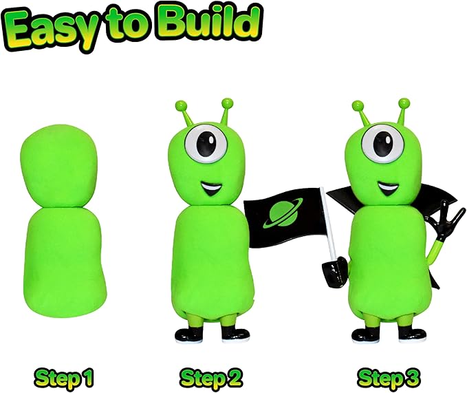 Aliens Craft Kit 3 Pack – Build, Play, and Display 3 Air-Dry Clay Aliens, Great for Birthday Parties, Trick or Treating, Stocking Stuffers, for Kids, Boys and Girls Ages 5+