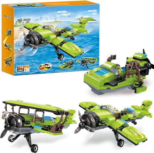BRICK STORY 3in1 Propeller Airplane Building Blocks Toy Plane Toys Plane Sets Building Sets for Kids Age 6 and up (178 pcs)