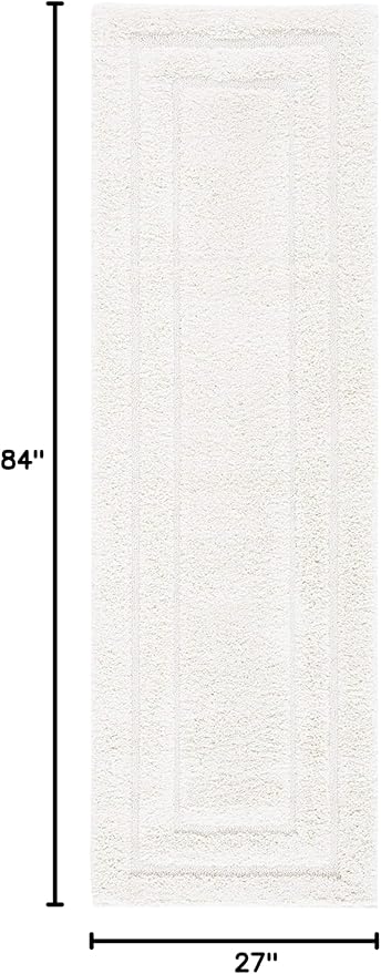 SAFAVIEH Florida Shag Collection Runner Rug - 2'3" x 7', Creme & Creme, Border Design, Non-Shedding & Easy Care, 1.2-inch Thick Ideal for High Traffic Areas in Living Room, Bedroom (SG454-1111)