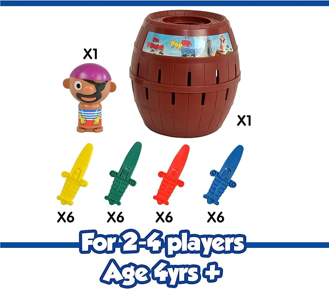 TOMY Pop Up Pirate Board Game - Swashbuckling Kids Games for Family Game Night - Christmas Gifts for Kids Fun Christmas Games and Ideas for Holiday Gifts - Family Board Games for Kids Ages 4 and Up