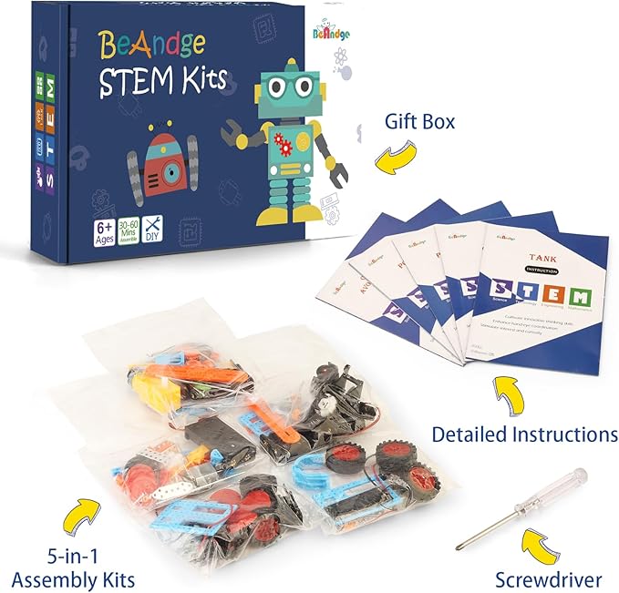 STEM Kits for Kids Crafts 6-8 8-12, Boys Gifts Toys for 6 7 Year Old Boy Birthday Gift Ideas, STEM Toys Craft Kits 6+ 7+ yr, Robotics Science Activities Robot Building Age 8-10 8 9 10 11 12 Years