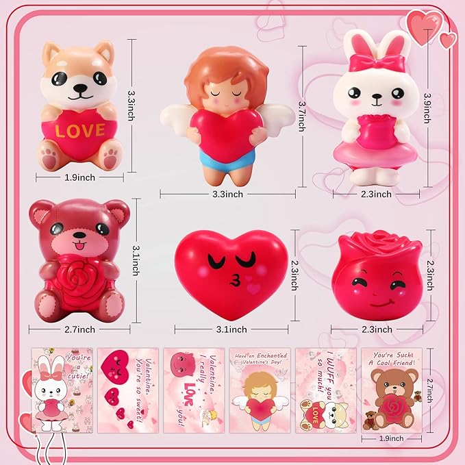 Valentines Day Squishies Toys Slow Rising, Kids Valentines Gifts for School Classroom Exchange Valentines Cards Gifts, Prizes Party Favors for Girls,Boys,Kids Party