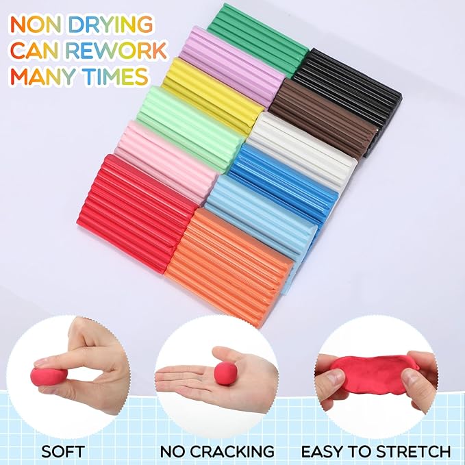 Syhood 96 Pieces Non Drying Modeling Clay 10.6lbs Modeling Clay Gift Set 1.76 Ounce Each for Kids Classroom Arts and Crafts Projects Play Kit(12 Colors)