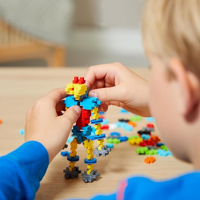 Plus Plus Learn to Build Set, 275 Mini Interlocking Building Blocks, Toy Construction Playset, 3D Puzzle Stem & Art Kit - Robots