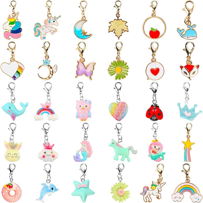 SOTOGO 55 Pieces Girls Bracelets Set Colorful Bracelets Princess Rainbow Unicorn Bracelets Charm Beaded Dress up Party Favors Bracelets for Kids Girls