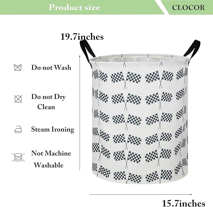 CLOCOR Kids Laundry Basket,Waterproof Baby Boys Nursery Hamper,Collapsible Fabric Storage Container,Toys Bin,Room Decor,Gift Basket(Racing