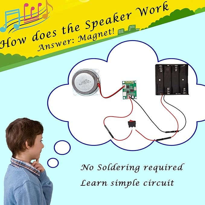 STEM Projects for Kids & Adults Build Your Own Bluetooth Speaker - Science Experiment Electronics Kit | Beginner's Starter DIY Set,STEM Gifts for Teenage Girls + Boys Ages 10 and Up (Single Speaker)