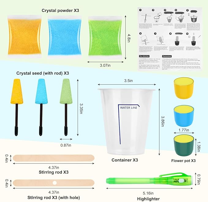 sdaymol Glowing Crystal Growing Kit, Science Kits for Kids Age 8-12, DIY Educational Science Experiments Lab Toys - STEM Projects Toys for Kids & Teen Boys/Girls Arts & Crafts Kits Ages 6 7 8 9 10 12