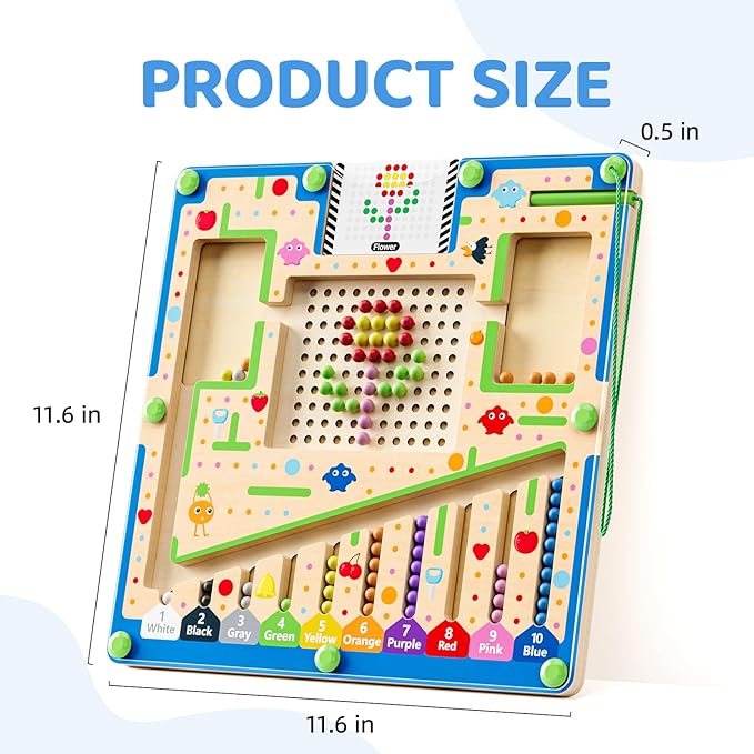 Magnetic Color and Number Maze, Montessori Toys, Toddler & Kids Games Designed for Preschool Learning Activities, Enhancing Fine Motor Skills & Cognitive Growth, 3+ Year Old Birthday Gift