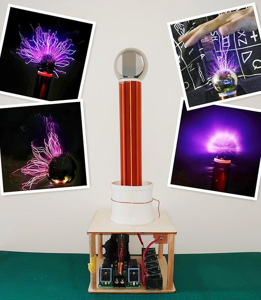 Tesla Coil DIY Kit, Spark Gap Arc Generator with Touchable Plasma Ball, Arc Plasma Artificial Lighting Science Experiment Model - 3.94" Arc, for Physics Teaching to College High School Education
