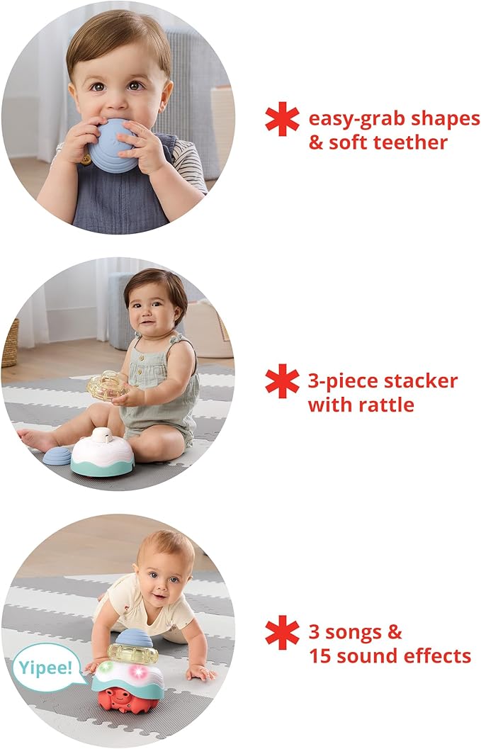 Skip Hop Baby Crab Crawl Toy Stack & Crawl 4-in-1 Sensory Development Infant Tummy Time Toy with Lights Sounds and Music Age 5m+