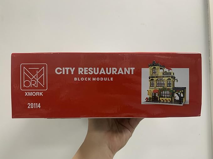 City Restaurant Architecture Building Kit with LED Lights,3 Levels City Restaurant Model Building Blocks Toy,for 12+Age Teen,Adult(1489 Pieces)