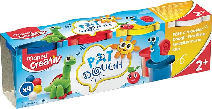 Maped Creativ My First Premium Modeling Dough - 4 4.2 oz pots - Kids Creating Clay Sculptures - Variety of Vibrant Colors - Super-Soft - Non-Stick Texture - Improves Sensory Skills