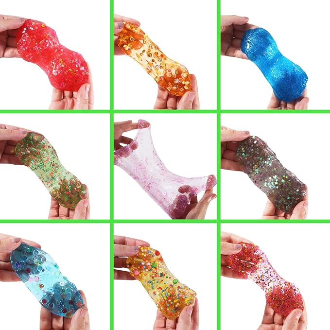 126 Pcs DIY Slime Making Kit for Girls Boys - Birthday Idea for Kids Age 5+. Ultimate Slime Supplies Include 28 Crystal Slime, 2 Glow in The Dark Powder, 48 Bottle Glitter Jar etc.