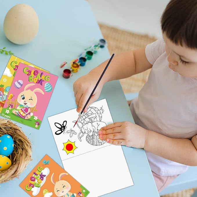 CCINEE 12 Pack Easter Coloring Books,Assorted Rabbits Painted Eggs Patterns Drawing Books for Easter Party Favors(6 Styles,144 Pages)…
