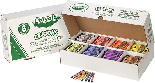 Crayola Crayon Classpack, 800 Count, Bulk School Supplies For Teachers, Large Crayon Box, 8 Colors