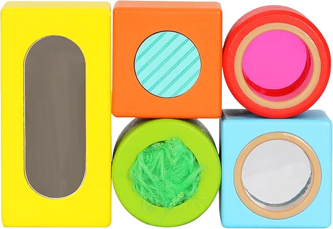 Brilliant Baby® Sensory Fun Blocks | Montessori Toy | Toddler Learning | Educational Wooden Baby Toy with Sensory Touch and Feel for Early Childhood Development | Interactive Toy for Toddler and Baby