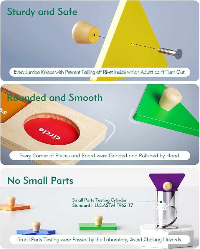 Boby Shape Color Puzzle for Toddlers 1-3, Montessori Learning Toys for 1 + Year Old Girl, Jumbo Knob Wooden Pegged Chunky Shapes Puzzles for Kids Ages 3, Baby Educational Toys 12-18-24 Months Boys