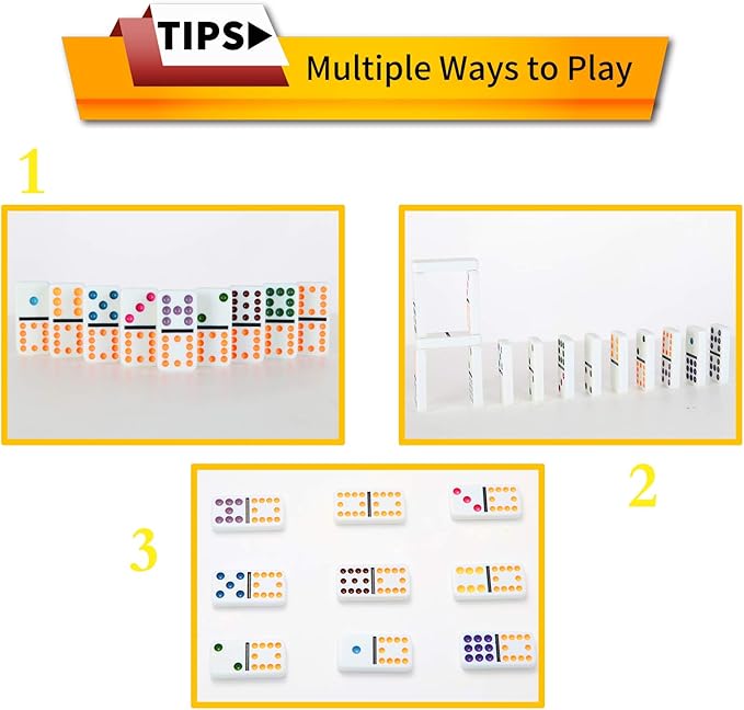NOLIE Mexican Train Dominoes Game, Double 12 Dominoes Set, Dot Dominoes with Aluminum Case