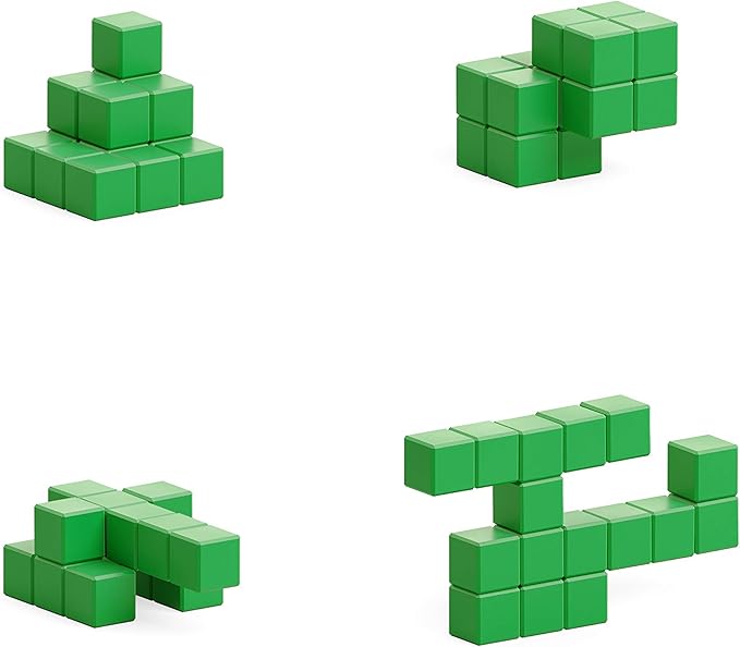 PIXIO-16 Green Color Series Magnetic Blocks Building Set 16pcs with Free App, Stress Relief Building Blocks, Magnets for Kids, Pixel Art Desk Toy, Fidget Toys