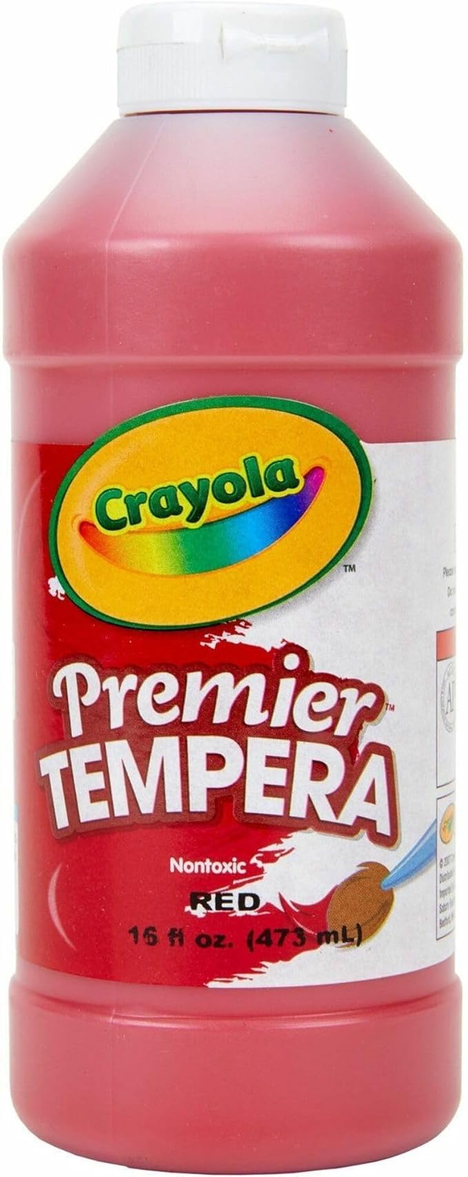 Crayola Premier Tempera Paint For Kids - Red (16oz), Kids Classroom Supplies, Great For Arts & Crafts, Non Toxic, Easy Squeeze Bottle