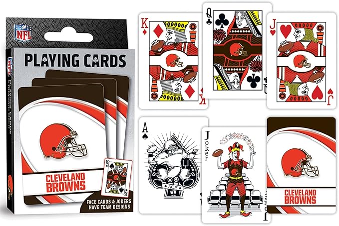 MasterPieces - NFL Playing Cards, Officially Licensed Cleveland Browns Football Deck, Family Games for Adults and Kids, Standard Index