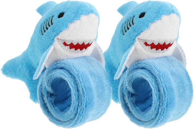 Slap Bracelets, 2Pcs Shark Slap Bracelets Plush Slap Bands Children Stuffed Animal Bracelets Blue