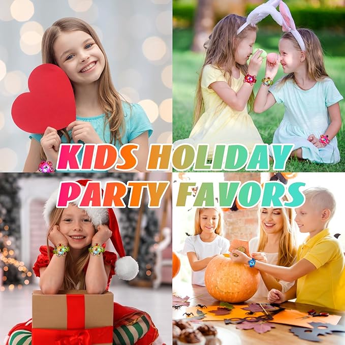 WELLVO 28 Pack Party Favors for Kids 4-8-12 - LED Light Up Fidget Spinner Bracelets Glow in The Dark Party Supplies, Birthday Gifts, Treasure Box Toys, Carnival Prizes, Pinata Goodie Bags Stuffers