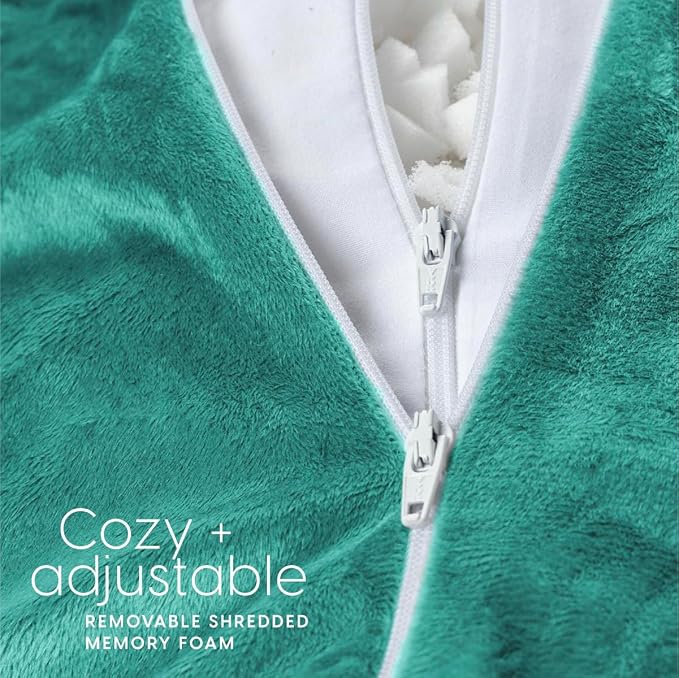 Milliard Reading Pillow with Shredded Memory Foam, Large Adult Backrest with Arms, Back Support for Sitting Up in Bed with Washable Cover (Sit up Pillow) Teal