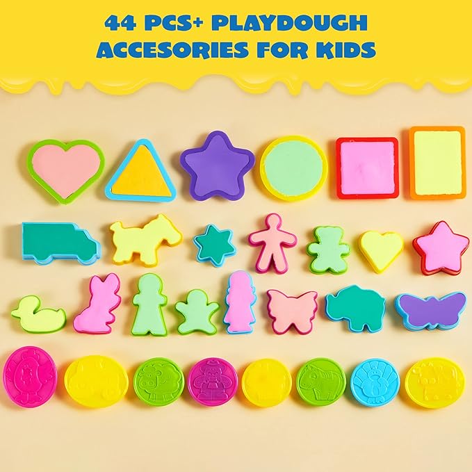 JOYIN 44 Clay Tools Set for Kids, Clay Accessories with Various Plastic Molds, Rolling Pins, Cutters