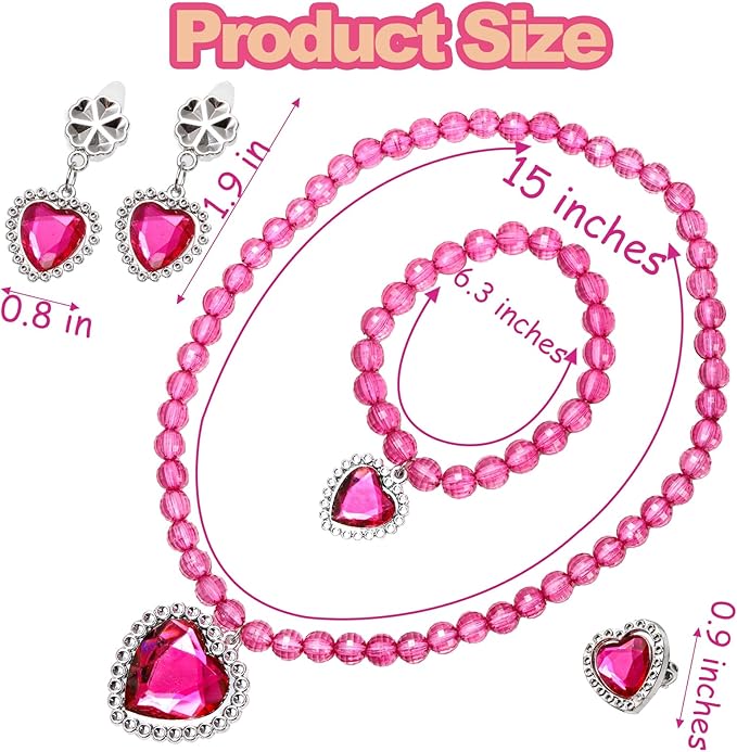Coloch 7 Sets Dress up Jewelry, Jewelry Princess Pretend Toy with Bracelet, Necklace, Ring and Earrings, Cosplay Jewelry Set for Party