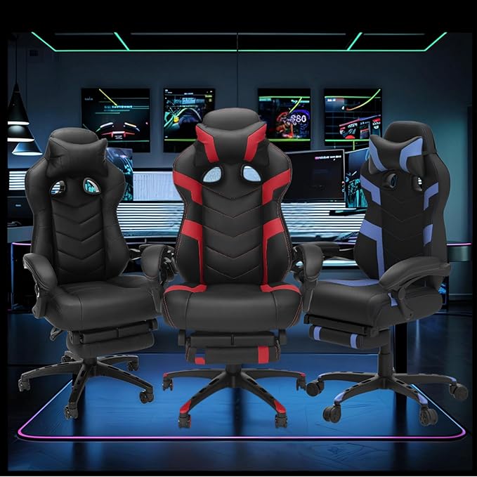 Gaming Chair High Back Ergonomic Racing Computer Desk with Comfortable Lumbar Support and Headrest Girl Gamer Height Adjustable