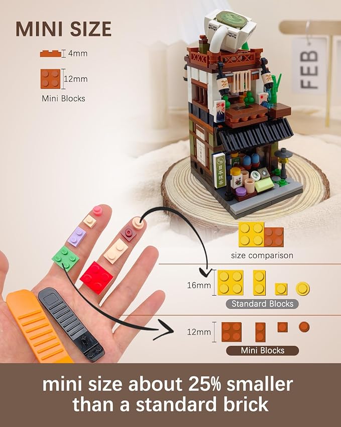 Japanese City Street View Matcha Shop, MOC Creative Building Blocks House Set, Simulation Architecture Construction Toy, Gifts Idea for Kids Adults (Mini Blocks 379 pcs)