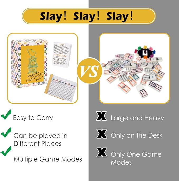 Extguds Mexican Train, Mini Dominoes Game:105 Cards+1 Instruction+1 Scoresheet,Double 12 and Double 9 Dominoes Set,2-10 Players,Dot Dominoes,Travel Dominoes
