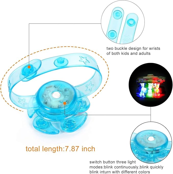 WELLVO 14 Pack LED Light Up Fidget Spinner Bracelets Party Favors For Kids 4-8 8-12, Glow in The Dark Party Supplies, Birthday Gifts, Treasure Box Toys for Classroom, Pinata Goodie Bags Stuffers