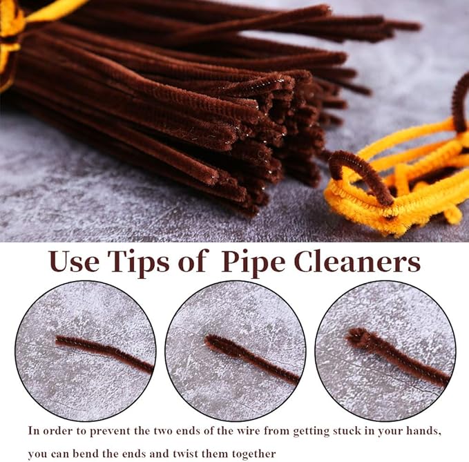 100Pcs Pipe Cleaners, Pipe Cleaners Craft, Creative Craft Pipe Cleaners for Festivals Flower Making, Chenille Stems Crafting Pipe Cleaners Craft Supplies for DIY Decorations/Dark Brown