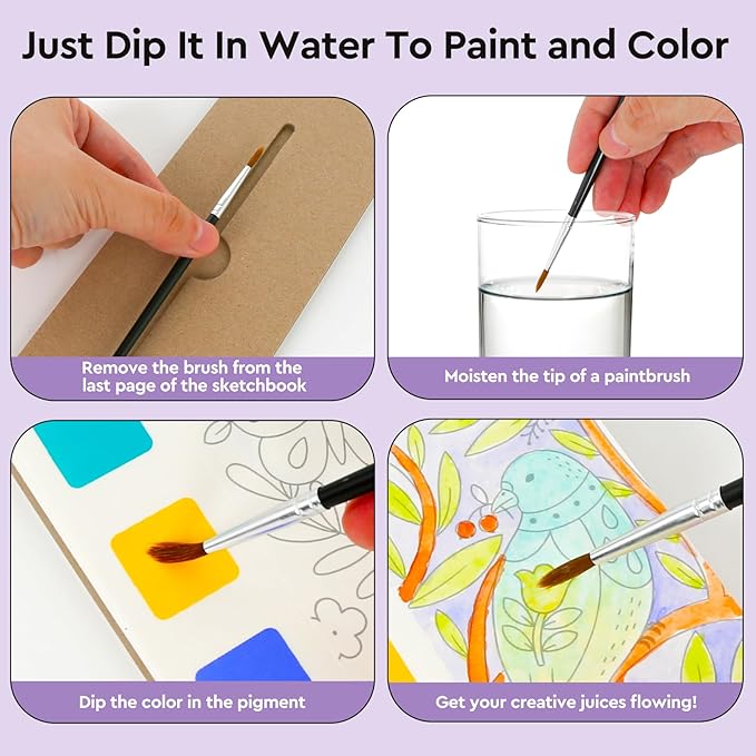 Watercolor Coloring Books for Kids Ages 5-6,8-12,Travel Pocket Water Color Paint Set for Toddlers Party Birthday Thank You Exchange Gift Art and Craft Easter Basket Stuffers for Toddlers