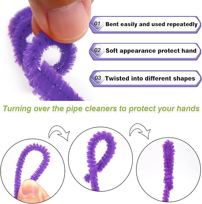 TOAOB 100pcs Pipe Cleaners Light Purple Pipe Cleaners Chenille Stems 6mm x 12 Inch Pipe Cleaners Craft Supplies for Art DIY Crafts Decorations