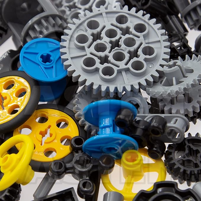 100+PCS Technic Gears and Axles Compatible with Lego Technic-Sets,Gears-Rack (Gears-Pins-Axles Differential New) for Car Building Brick Accessories Pieces Sets (Random Color)