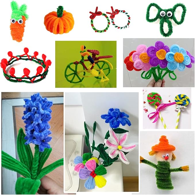 TOAOB 100pcs Pipe Cleaners Bulk Craft Supplies Green Chenille Stems 6mm x 12 Inch Fuzzy Pipe Cleaners for DIY Art Crafts Decorations