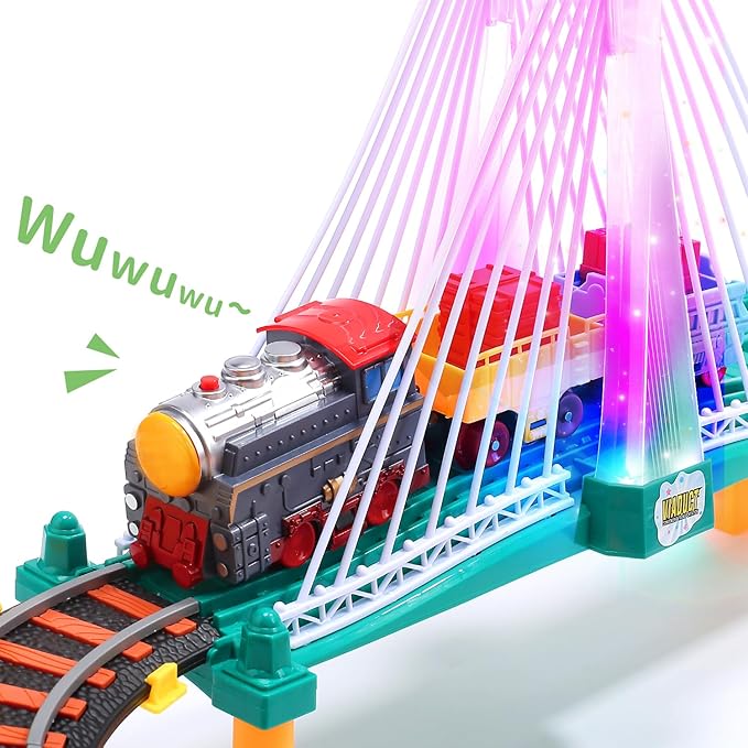 Toddler Train Set Toy, Electric Train Track Playset for 3 4 5 Years Old Kids, Boys and Girls