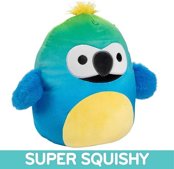 Squishmallows 10-Inch Baptise The Macaw - Official Jazwares Plush - Collectible Soft & Squishy Bird Stuffed Animal Toy - Gift for Kids, Girls & Boys