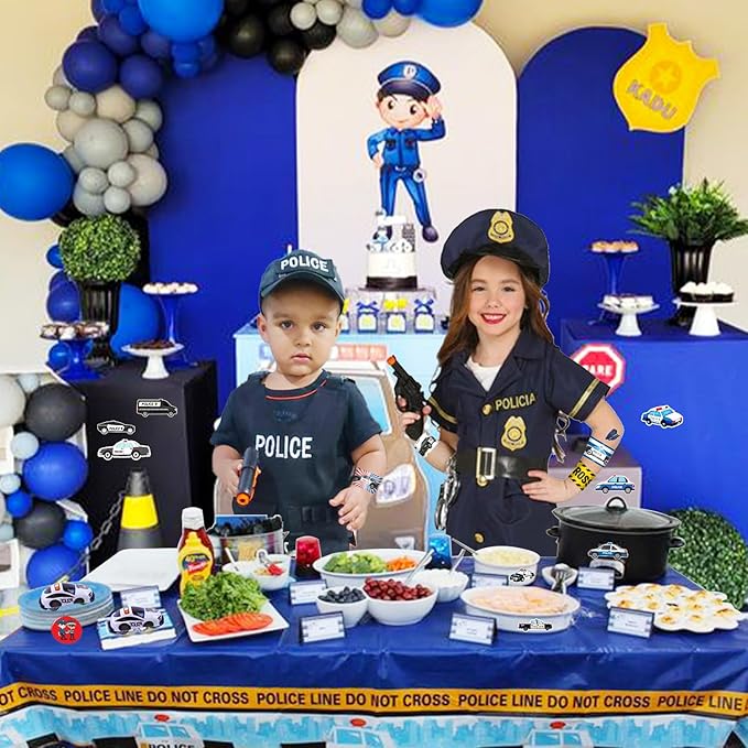 74PCS Police Party Favors 24PCS Police Officer Slap Bracelets 50PCS Police Stickers Police Cars Stickers for Police Party Decorations Kids Gifts Classroom Rewards Prizes Carnival Christmas